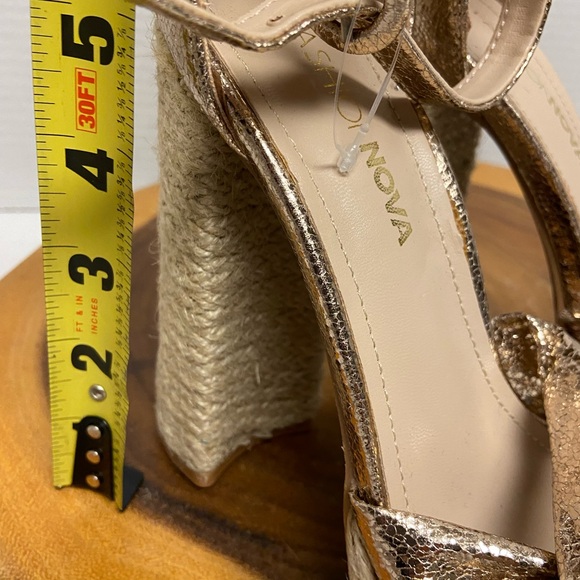 Fashion Nova Rose Gold Ankle Strap Espadrille Heels - Picture 7 of 8